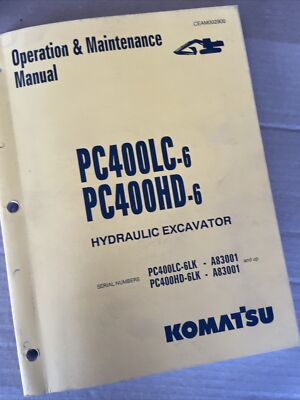 Komatsu PC400LC-6LK PC400HD-6LK Excavator Operation Maintenance Book Manual Shop