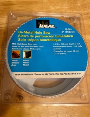 6  IDEAL Bi-Metal Hole Saw 152MM HSS M42 Bimetal Holesaw 1-7/8'' Deep 48mm