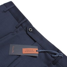 Zanella NWT Stretch Dress Pants Size 33 US Devon In Blue Melange 100 Wool