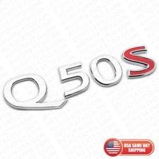 For Infiniti Q50S Rear Trunk Letter Badge Emblem Nameplate Sport Silver Chrome