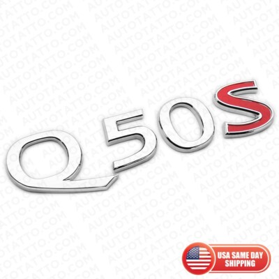 For Infiniti Q50S Rear Trunk Letter Badge Emblem Nameplate Sport Silver Chrome