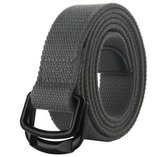 Men Big Tall Cotton Double Ring Canvas Black Belt Gift for Men 100 Cotton