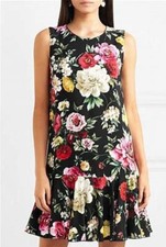 DOLCE & GABBANA Stunning Flouncy A Line Cady Floral Dress 42 IT / 10 - 12 UK