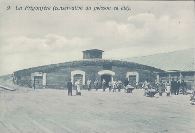 RUSSIA Astrakhan fish gum factory the fridge 1910s advertising PC - rare !