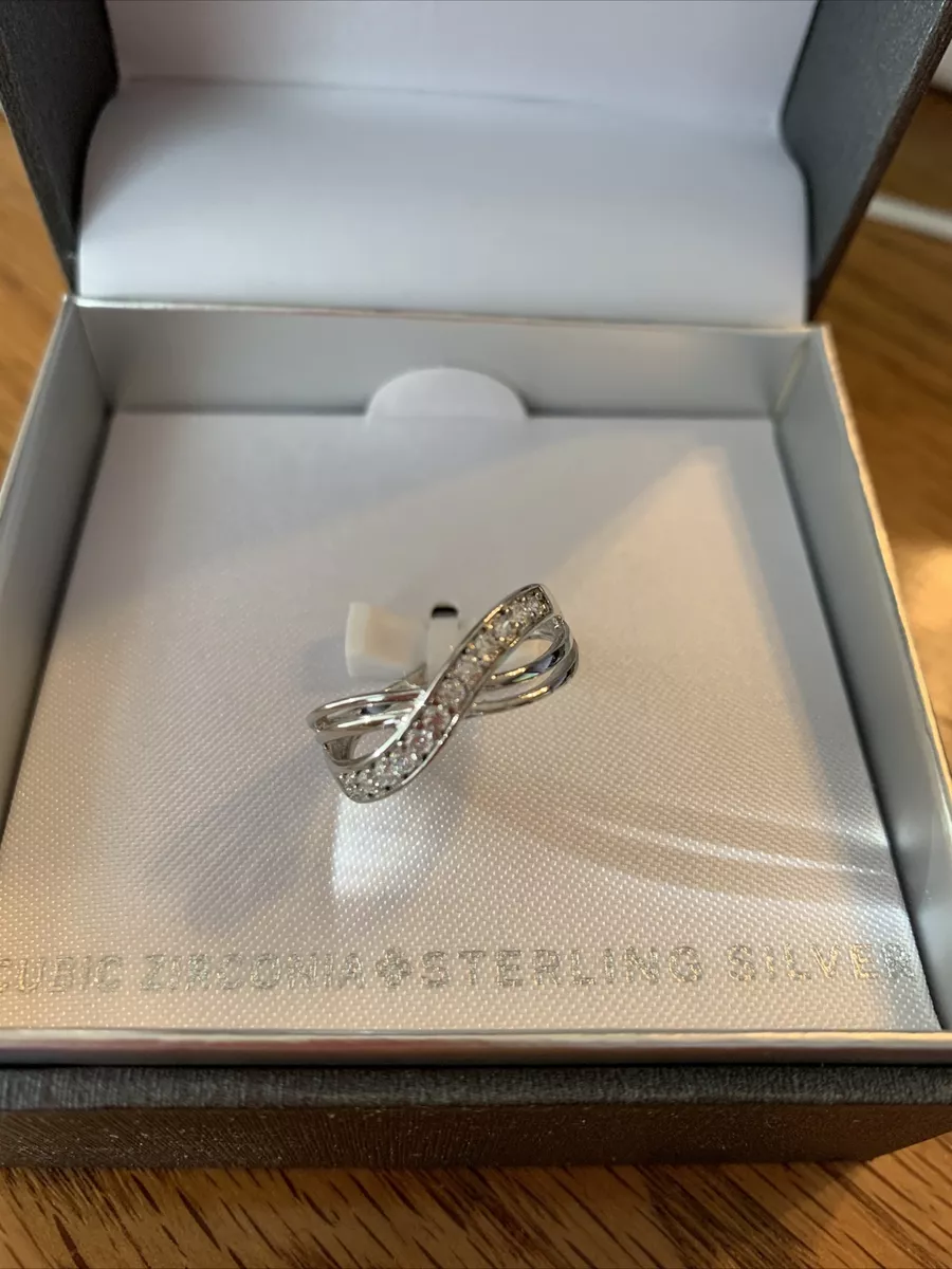 PRIMROSE Sterling Silver Cubic Zirconia Wrap Ring Size 7