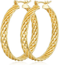 Gold Plated Hoop Earrings for Women 14K Gold Earrings for Women Thick Large Earr