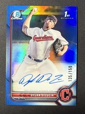 2022 Bowman Draft Chrome Dylan DeLucia Blue Refractor Auto #135/150 Indians