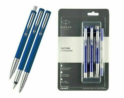 Parker Vector Standard Triple CT (FOUNTAIN, ROLLER & BALL PEN SET) BLUE BODY -1