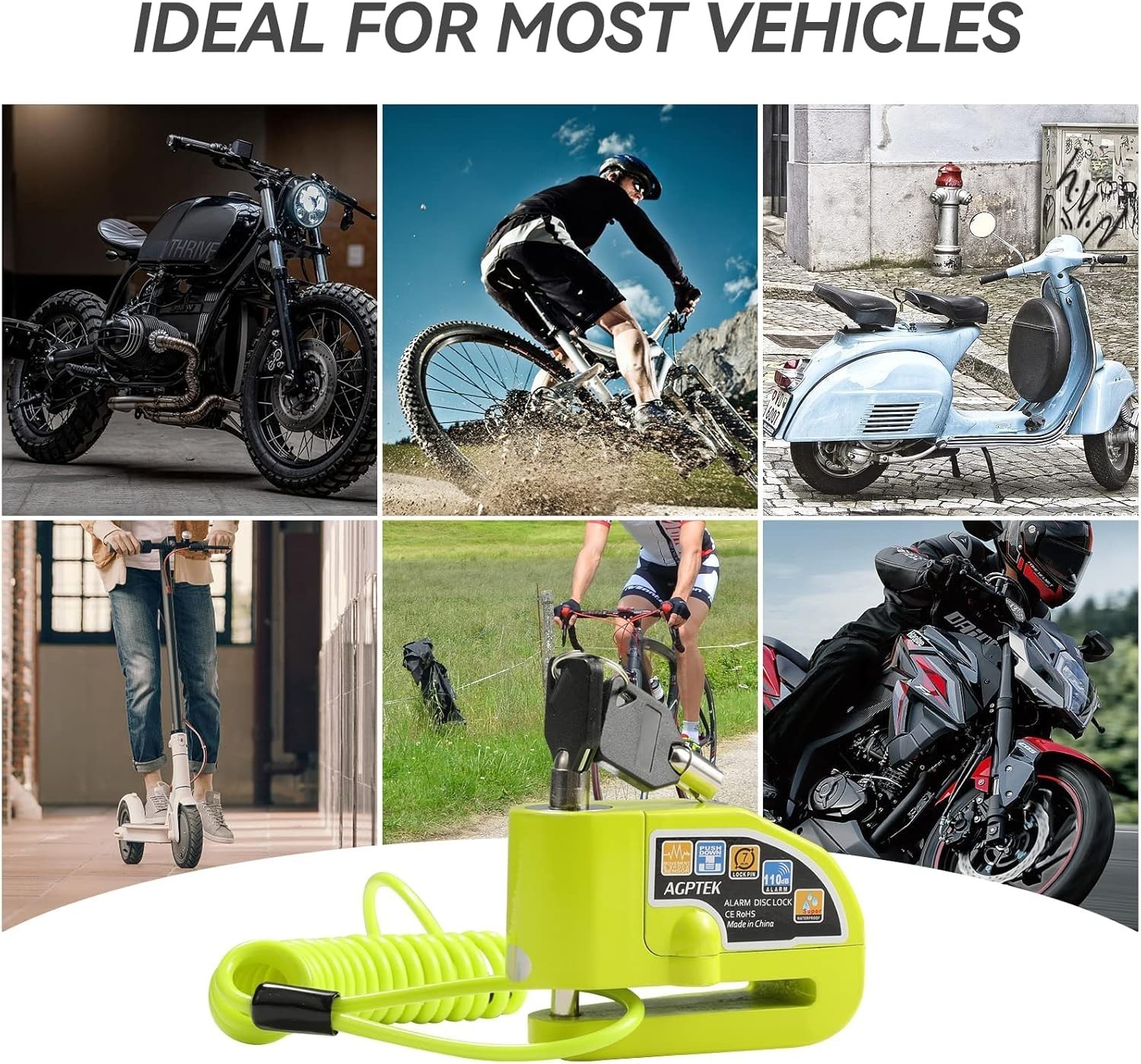 Motorcycle Bicycle Anti-theft Wheel Disc Brake Lock Security Alarm Waterproof BU