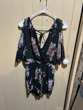 Ladies Rue 21 Black/Floral Cold Shoulder Mini Dress - Size XS