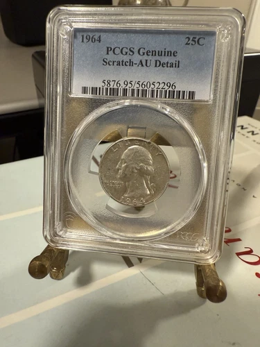 1964 Washington Quarter-PCGS Genuine Scratch-AU Detail
