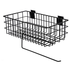 Slatwall Baskets with Paper Towel Holder Metal Mesh Slatwall Basket and Bins ...