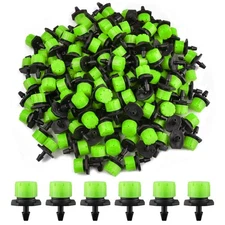 200pcs Adjustable Irrigation Drippers, 1/4 Inch Barbed Drip Emitter 360 Degree
