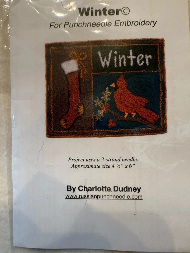 Two Charlotte Dudley Punchneedle Patterns Fall Harvest Winter Fabric Included - Image 2 of 4