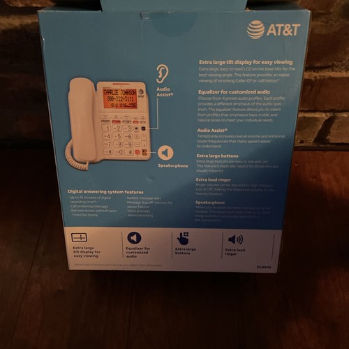 AT&T CL4940 Corded Standard Phone with Answering System and Backlit White - Afbeelding 4 van 4