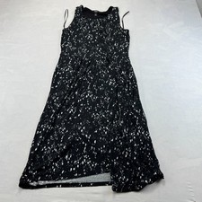 Simply Vera Wang Midi Dress Womens Medium Black White Splatter Paint Stretch