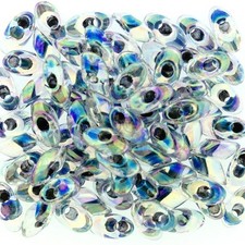 Miyuki Long Magatama Beads, Noir Lined Crystal AB  283  8.5 Grams