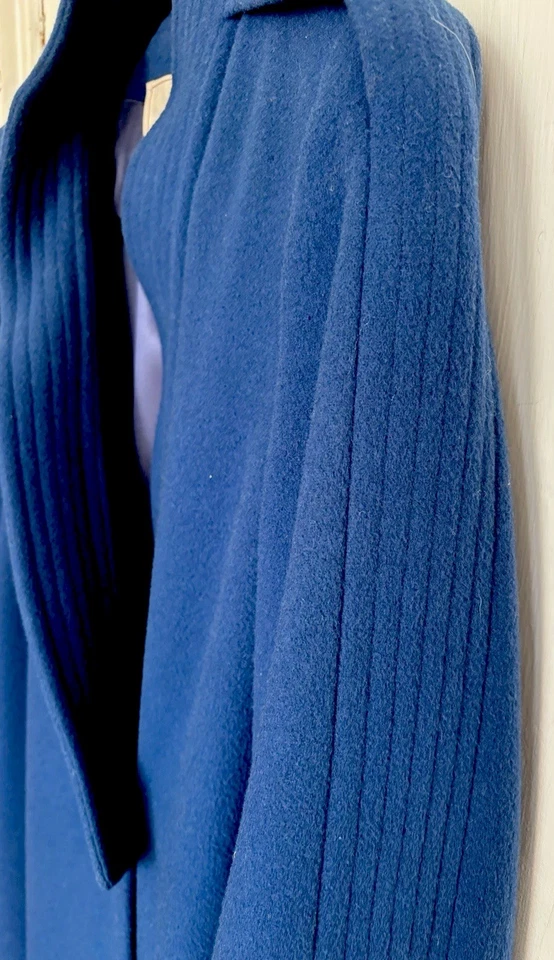 Abrigo Pauline Trigere Lana Azul Pesado Vintage Retro Hecho en EE. UU. Talla 12 Foto 4 de 4