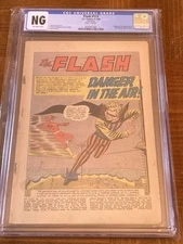 Flash 113 CGC NG Coverless OW Pages (1st app Trickster- 1960)- Splash Page