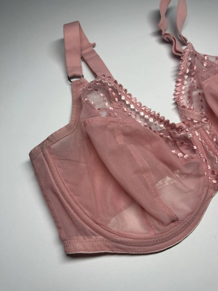 Elomi 36I Matilda Underwire Unlined Lace Plunge Bra Pink 36DDDD - Image 4 of 4