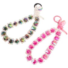 2 Pcs Phone Wristlet Charm Strap Beaded Detachable Bracelet Chain