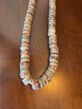 Heishi Bead Necklace Sterling Silver with Turquoise Navajo 109 Beads 26 Inches