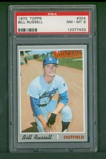 1970 Topps Baseball Card - #304 Bill Russell RC, PSA 8 NM/MT