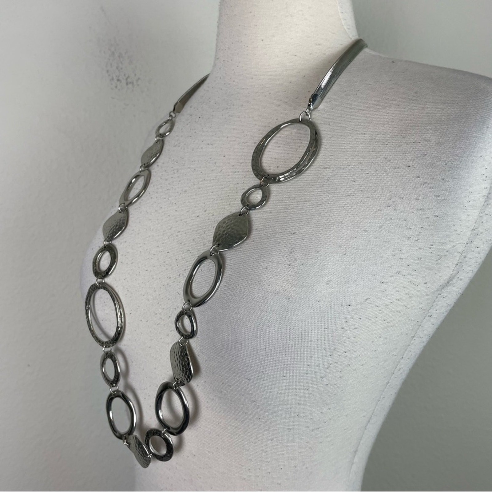 Chico's Silver Circle Statement  Necklace - image 3