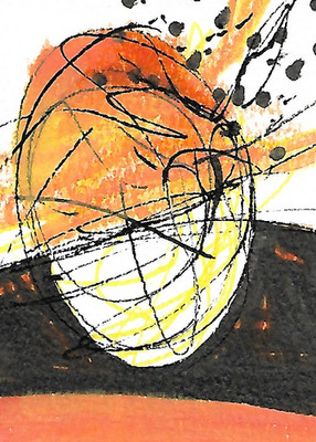 ACEO ATC CARD ''Space Egg'' REASOR Original Abstract Painting 2.5x3.5
