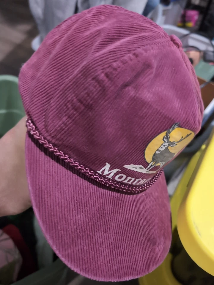 Sombrero gorra vintage con hebilla granate pana Montana ciervo caza cuerda camionero Foto 2 de 4