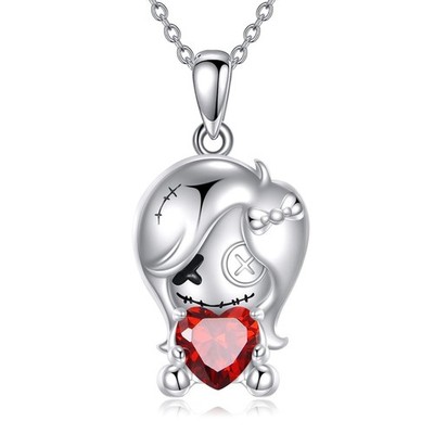 Voodoo Doll Necklace Sterling Silver Gothic Pendant Witch Jewelry Witchy Gift...