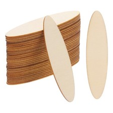 80x20mm Wood Pieces, 30 Pack Unfinished Oval Wood Shapes Wooden Cutouts