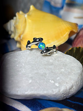Beautiful 925 Sterling Silver Twin Dolphin Ri...
