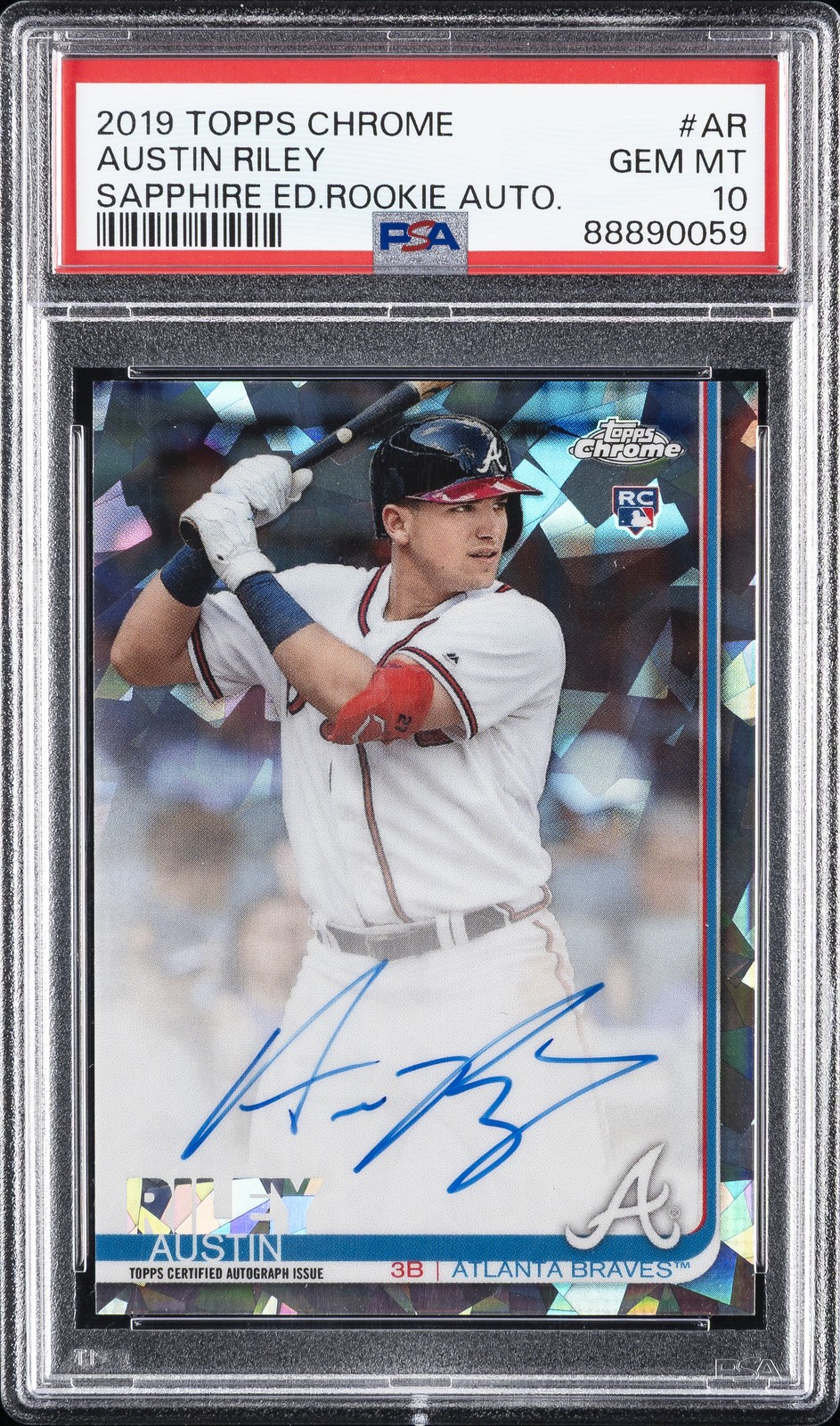 2019 TOPPS CHROME SAPPHIRE ED RC AUTOS #AR AUSTIN RILEY PSA 10 AUTO