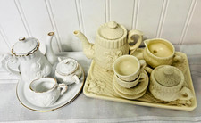 2 Bisque-Tea Sets-Rose design/Gold Trim 6 and 10 piece set