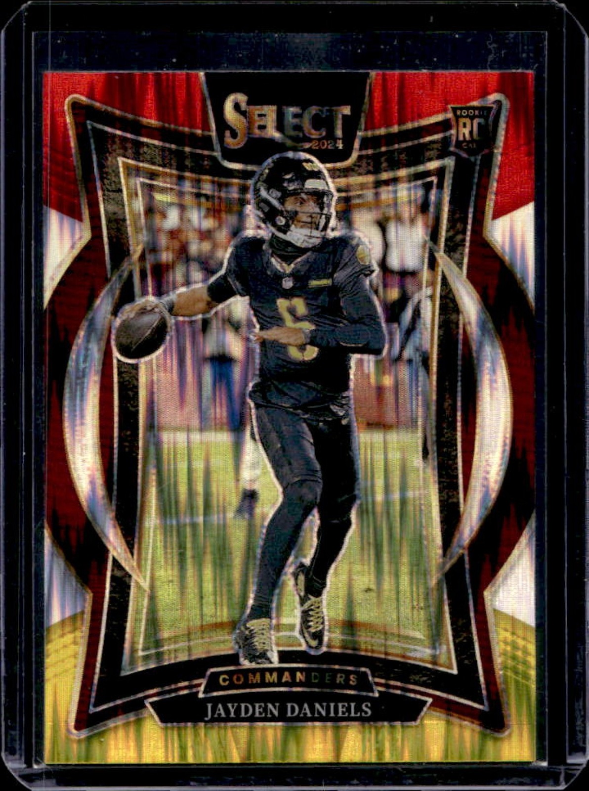 2024 Panini Select Jayden Daniels Concourse RC Red and Yellow Prizm Shock #26