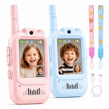 Video Walkie Talkies for Kids, 2 Pack Rechargeable with Screen