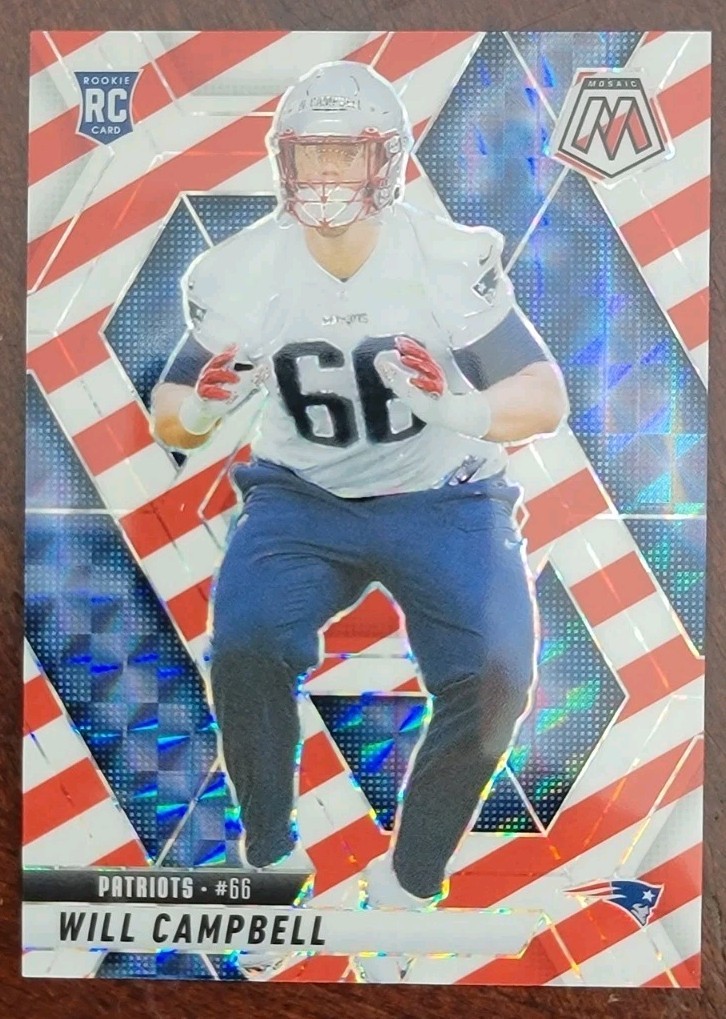 2025 Panini Mosaic - Will Campbell Red And White Stripe Prizm #378 RC SP