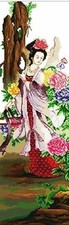 Beautiful Geisha Girl A Printed Cross Stitch Kit 11ct aida 38x112cm Free P&P (J)