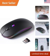 Bluetooth 5.2 Wireless Mouse   Silent Operation, Rechargeable  Colorful Lights