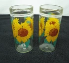 Vintage Anchor Hocking Sunflower Drinking Glasses Tumbler Style 16 Oz Set of 2