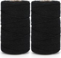 2Mm Kordel Schwarz,200M Baumwollschnur,Makramee Garn,Baumwollgarn DüNn,String Fü