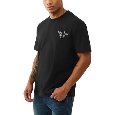 True Religion Herren T-Shirts Heavy Ribbon Logo Rundhals Sommer weich Baumwolle Tee