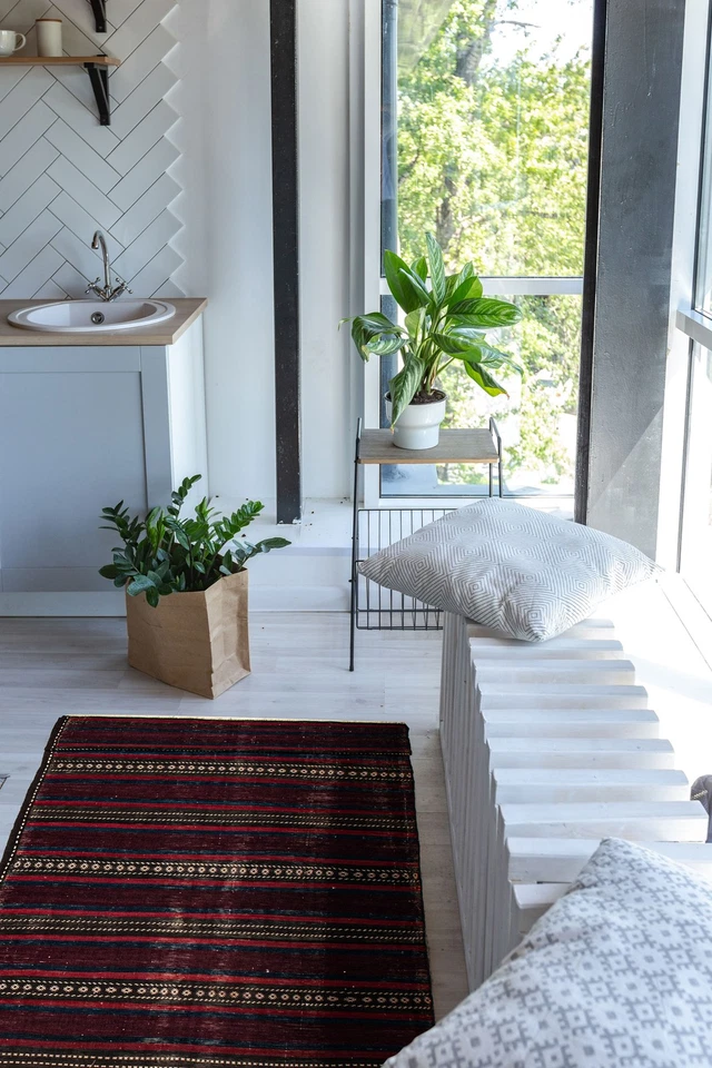 Traditional Vintage Hand Woven Carpet 4'8" x 14'5" Wool Kilim Area Rug - Image 2 of 4