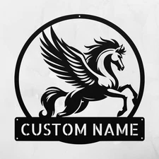 Personalized Pegasus Metal Sign Custom Wall Art Decor Gift for Fantasy Lovers