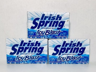 Vintage Irish Spring Deodorant Soap Icy Blast 4.5 oz(Lot of 3)