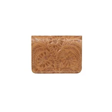 American West Womens Small Natural Tan Leather Trifold Wallet OS