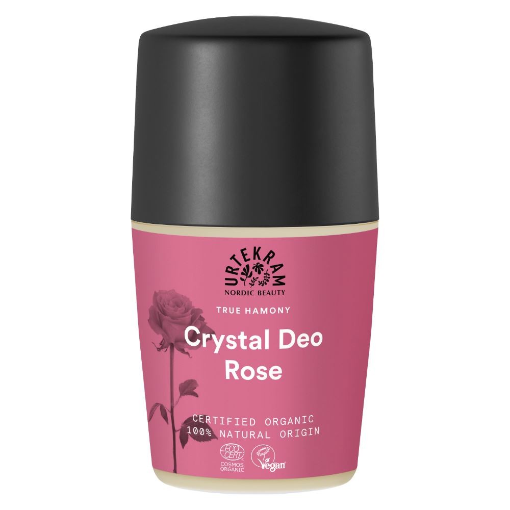 Urtekram Rose Crystal Roll-On Deodorant with Glycerin, 50 ml | COSMOS ORGANIC certified by Ecocert Greenlife; Natural deodorant with mineral salt and a floral rose geranium scent - Image 3