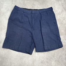 VTG Polo Ralph Lauren Mens Linen Cotton Blend Shorts Size 38 Blue Preppy Graph