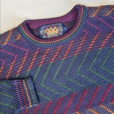 Vintage Ralph Lauren Chaps Made In USA 90's Blue Cotton Knit Sweater Mens Large